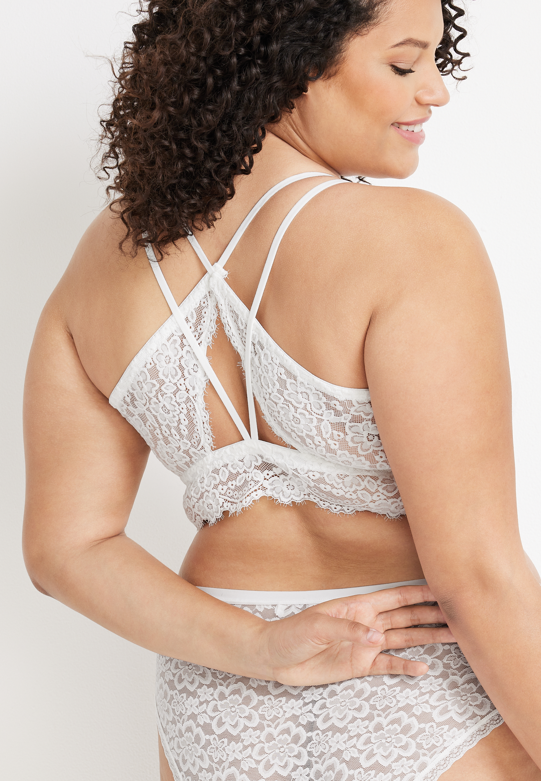 Vintage Lace Multi Strap Bralette, SOFT WHITE, large