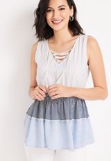 Striped Peplum Tank Top, C1772, small
