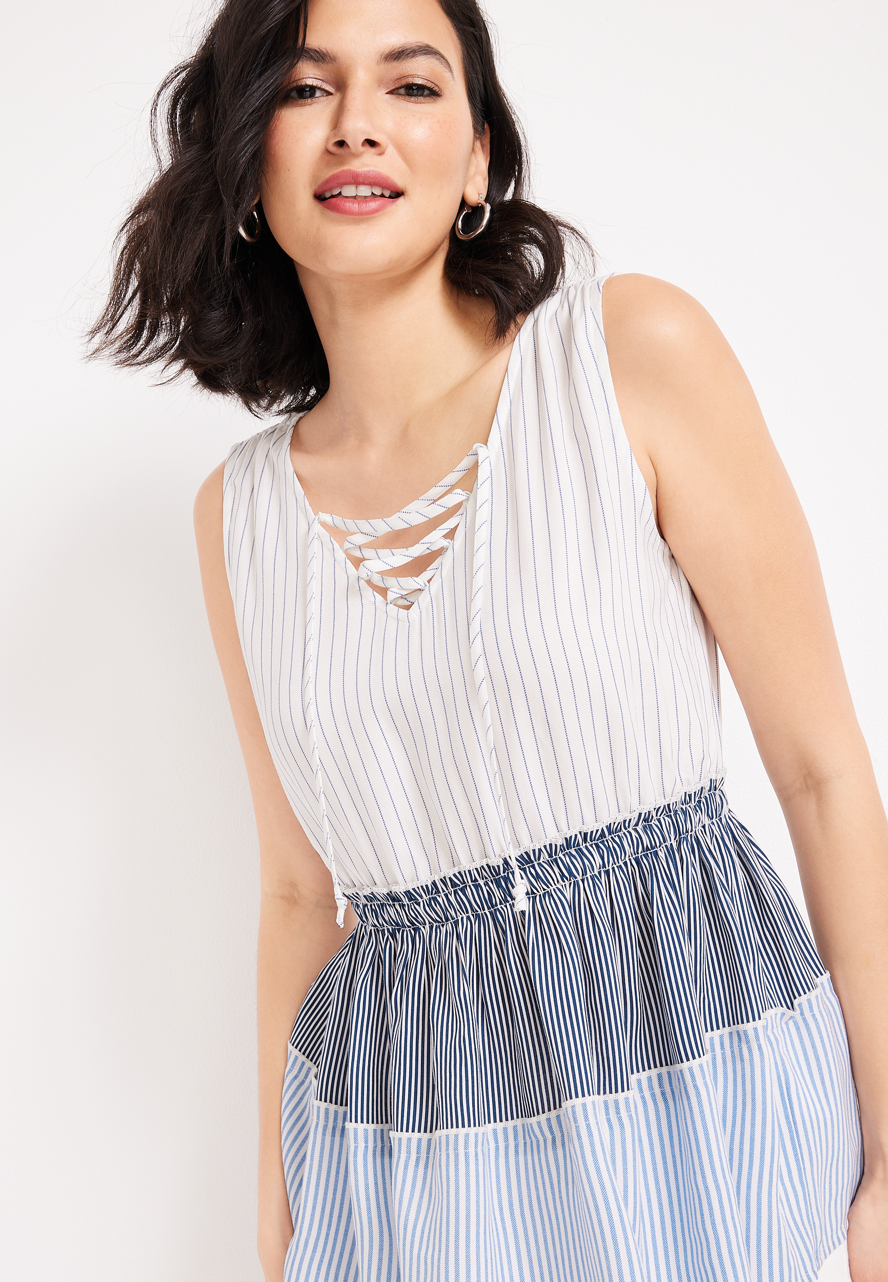 Striped Peplum Tank Top, C1772, large