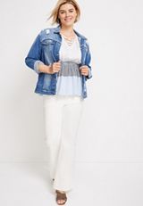 Plus Size Striped Peplum Tank Top, BLUE COMBO, small