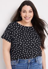 Plus Size 24/7 Dawson Polka Dot Drop Shoulder Tee, , small