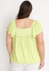 Plus Size Smocked Button Front Blouse, C4939, small