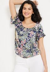 Floral Bubble Hem Blouse, C2754, small