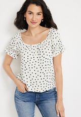Polka Dot Bubble Hem Blouse, C2380, small