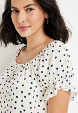 Polka Dot Bubble Hem Blouse, C2380, small