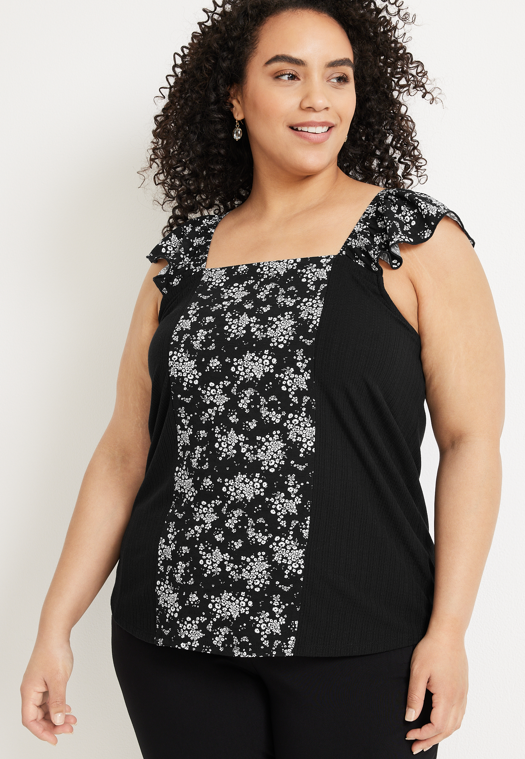 Plus Size Floral Square Neck Top | maurices