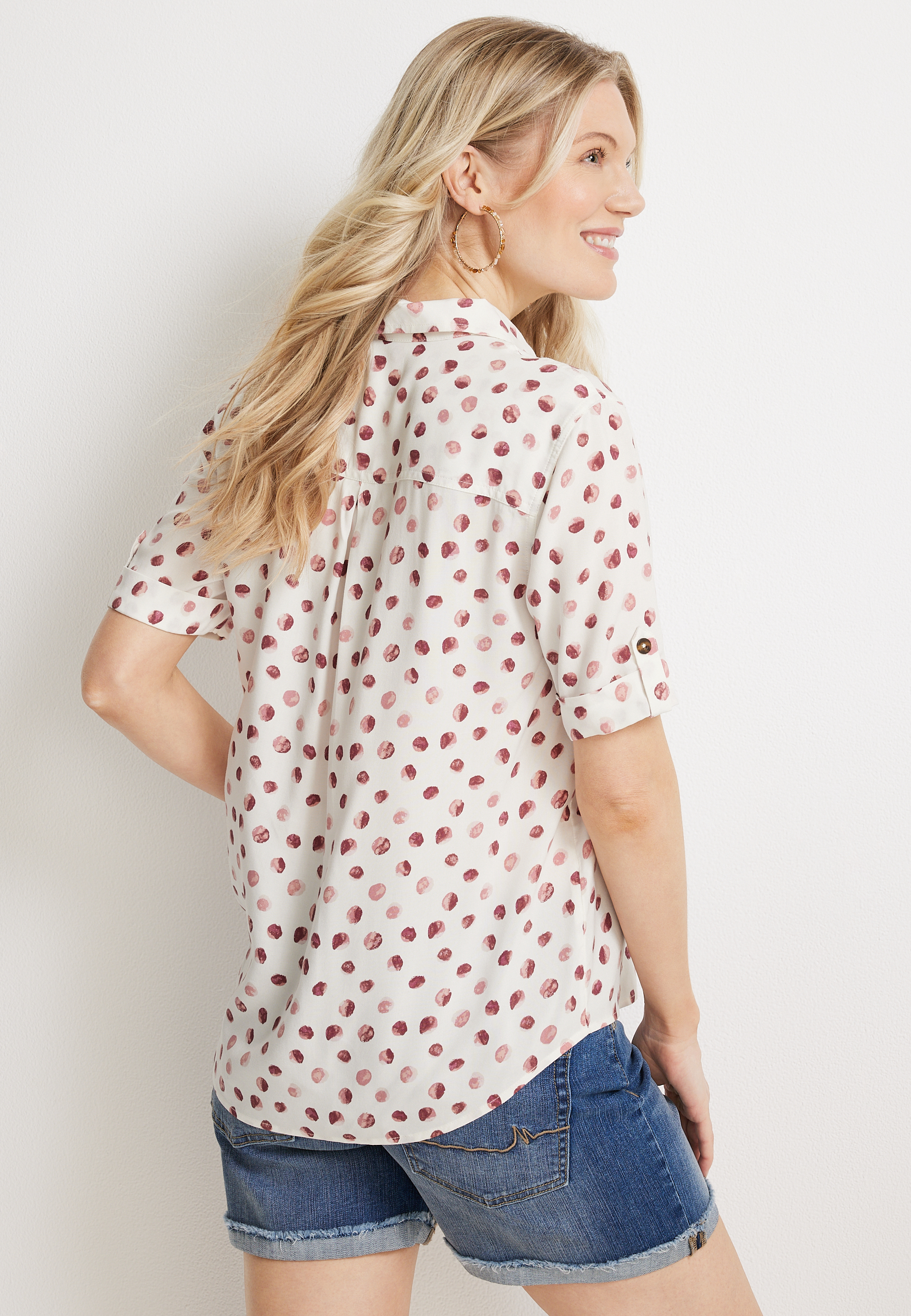 Polka Dot Short Sleeve Button Up Blouse, C1939, large