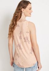 24/7 Mara Patchwork V Neck Tank Top, C8321, small