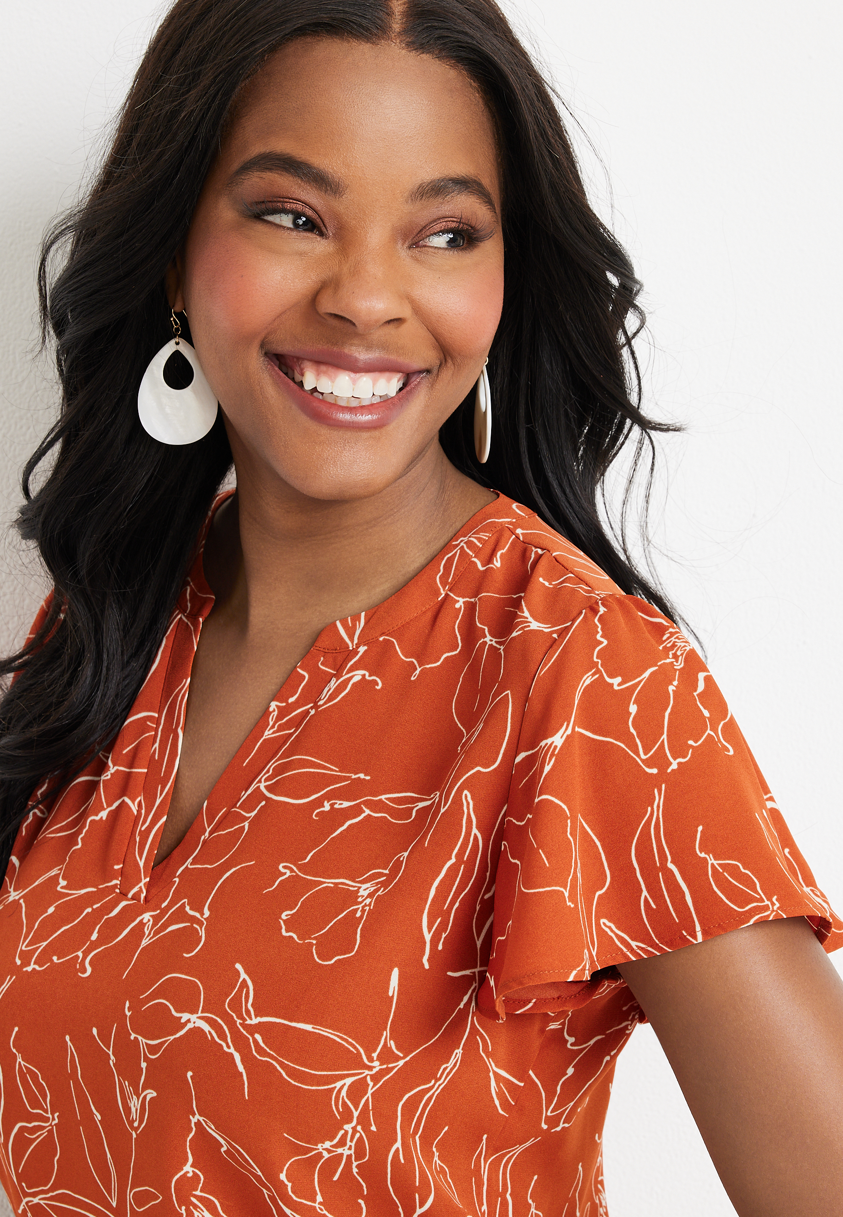 Atwood Floral Flutter Sleeve Blouse, C4090, large