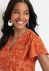 Atwood Floral Flutter Sleeve Blouse, C4090, small