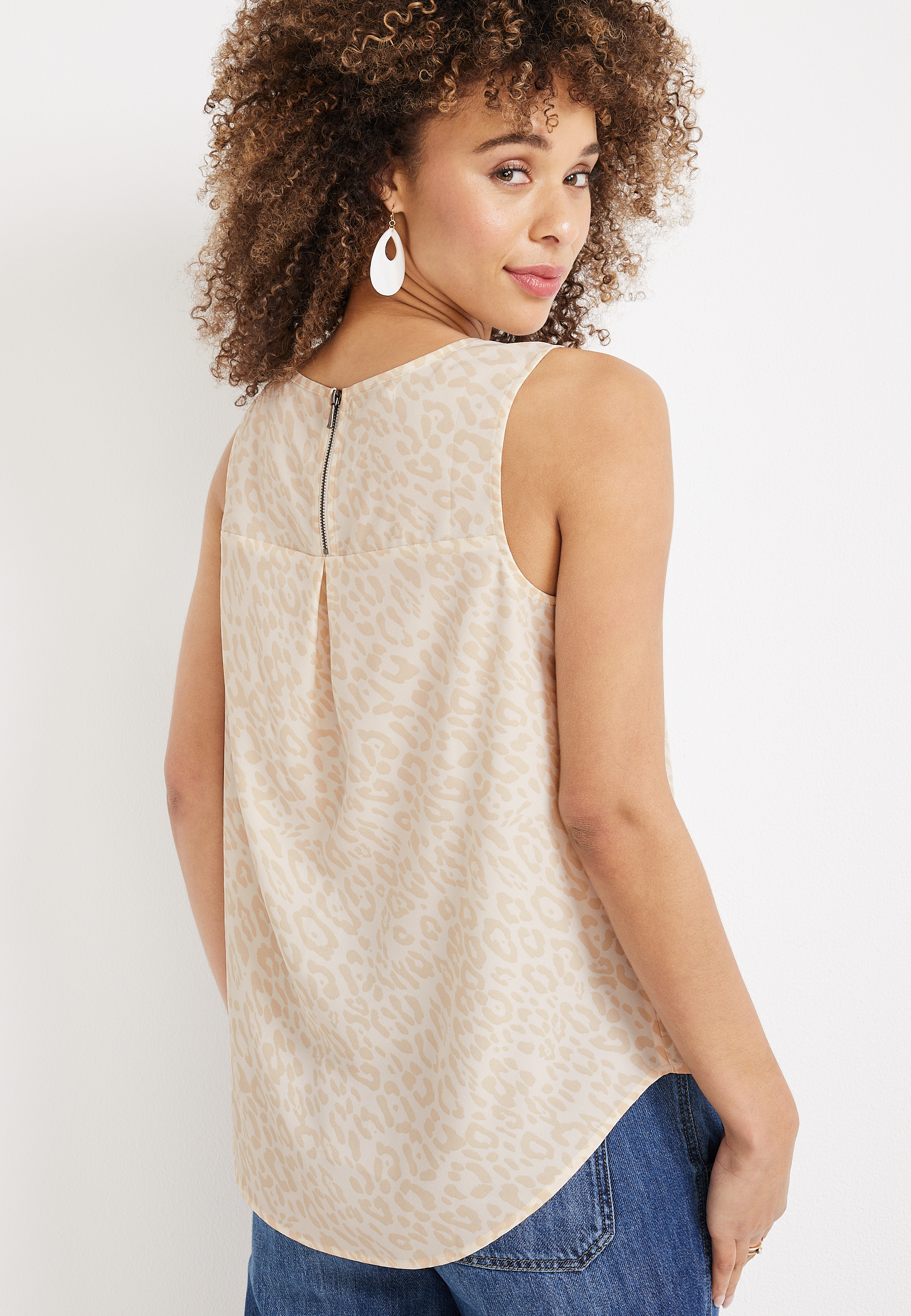 Delton Leopard Zipper Back Tank, C3986, large