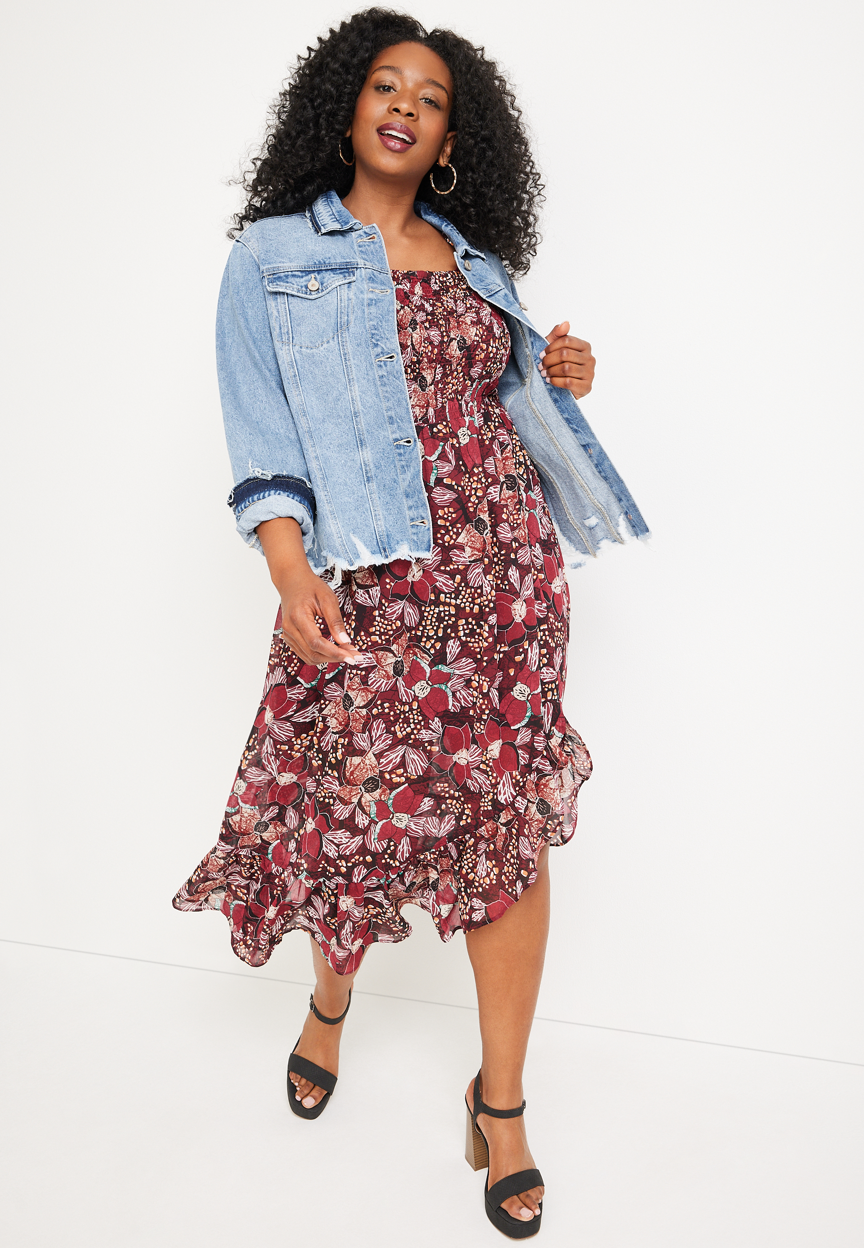 Plus Size KanCan&trade; Ripped Hem Cropped Denim Jacket, C3337, large