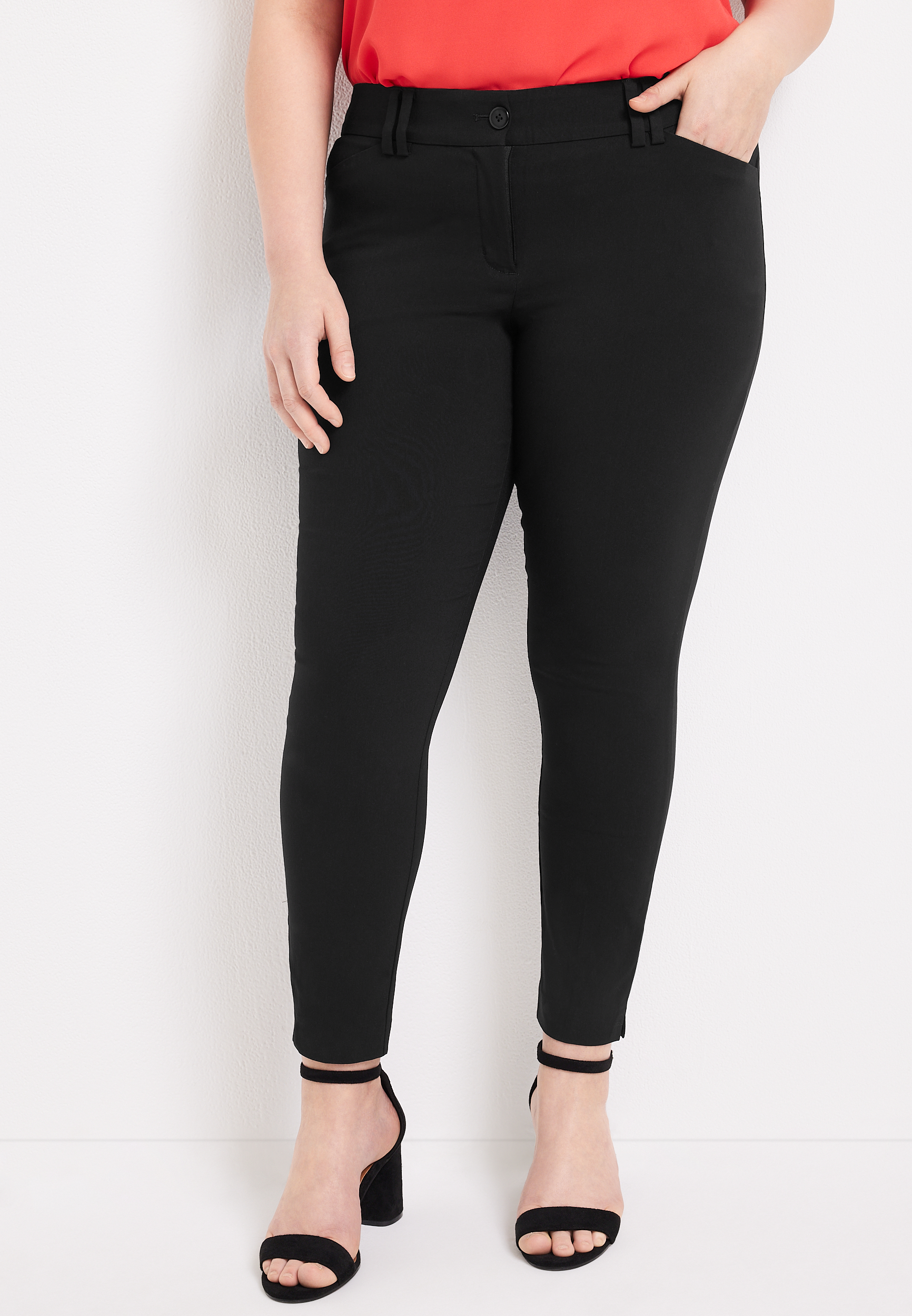 Maurices Plus Size Women's Bengaline Constructed Waist Mid Rise Skinny Dress Pants Size 18W