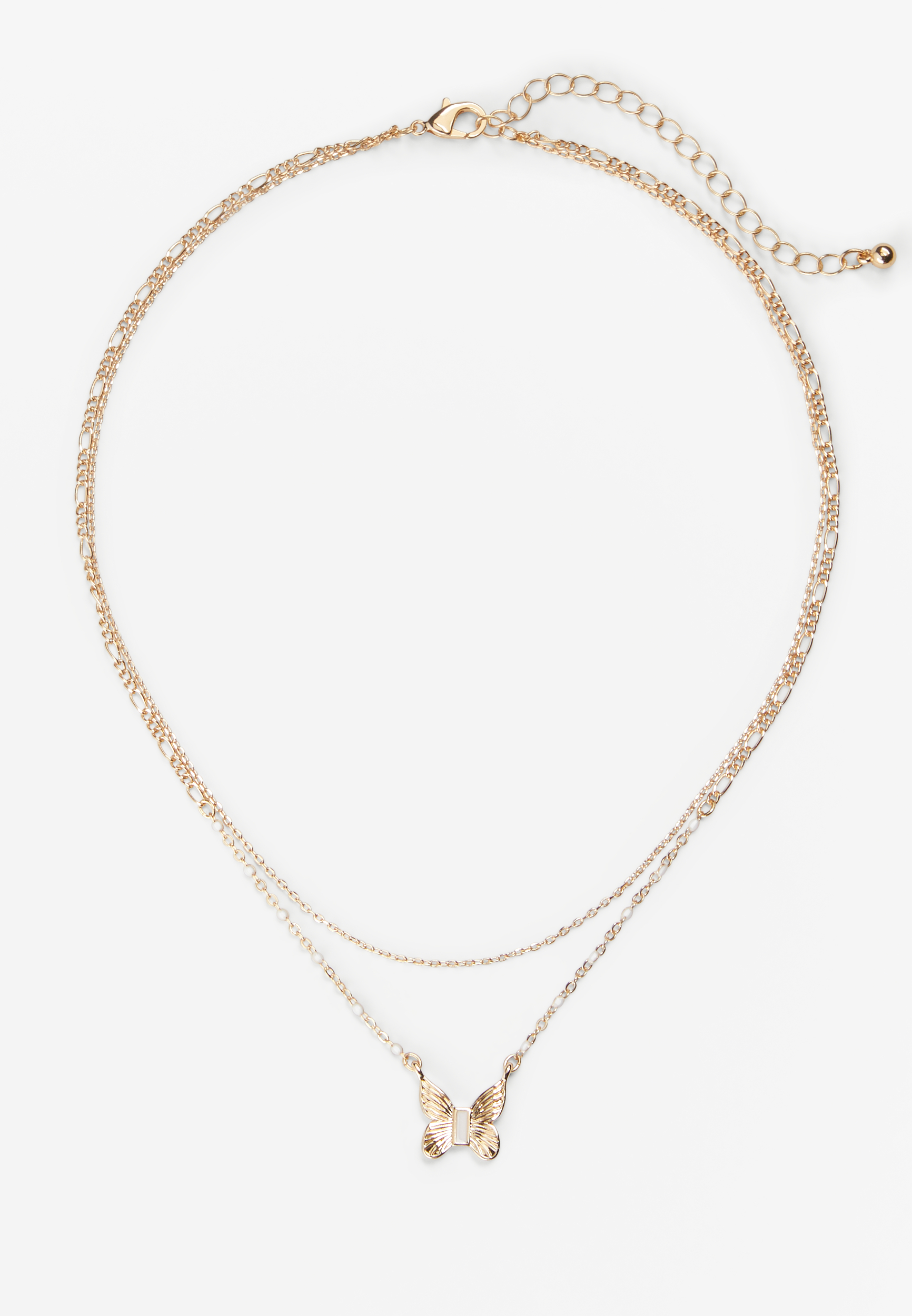 Gold Butterfly Layered Necklace, C605, large