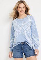 Crew Neck Paisley Sweatshirt, C7115, small