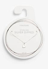 Sterling Silver Dipped Heart Pendant Necklace, , small