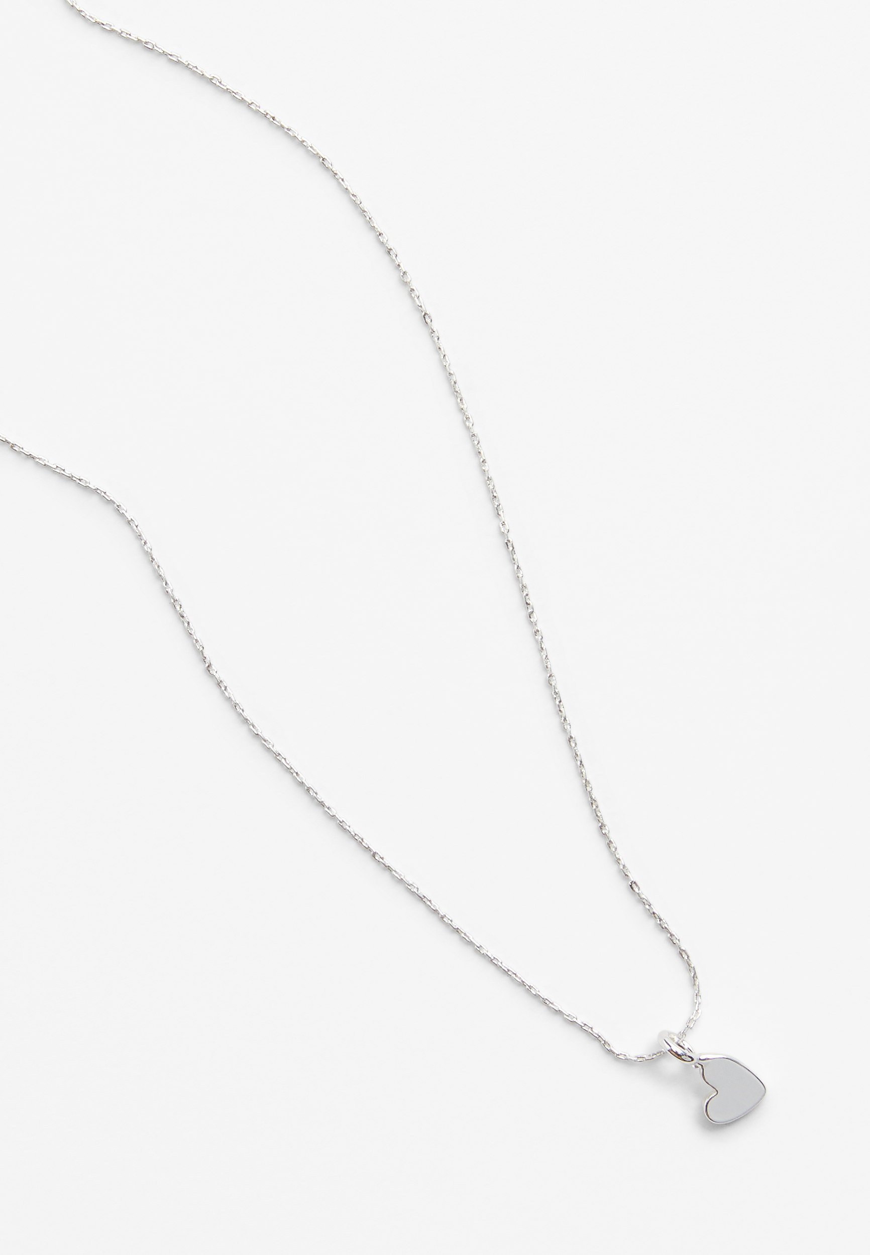 Sterling Silver Dipped Heart Pendant Necklace, , large