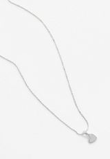 Sterling Silver Dipped Heart Pendant Necklace, , small