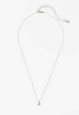 Sterling Silver Dipped Heart Pendant Necklace, , small