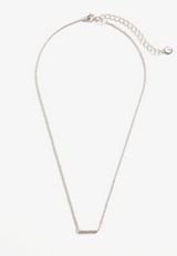 Sterling Silver Dipped Cubic Zirconia Bar Pendant Necklace, , small