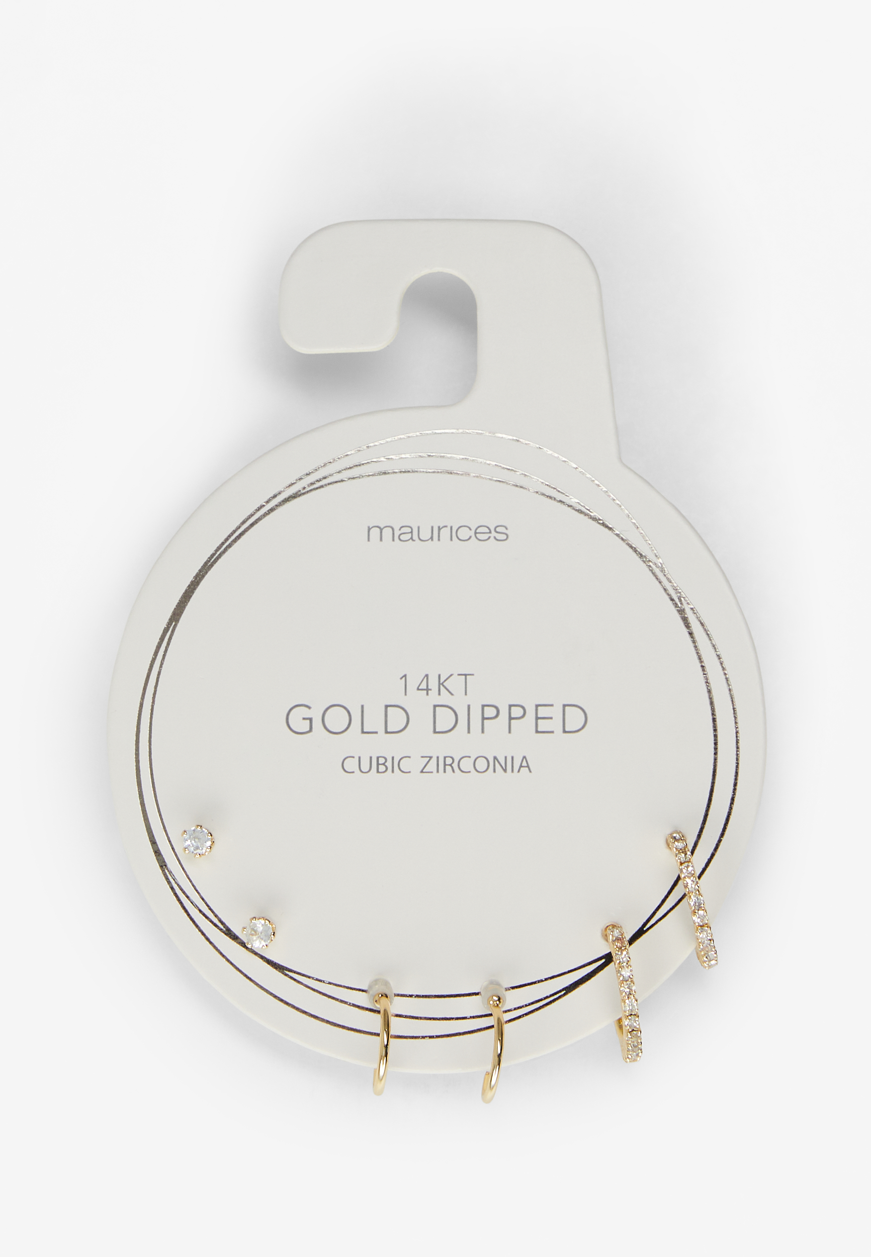 3 Piece 14K Gold Dipped Hoop Earring Set | Maurices