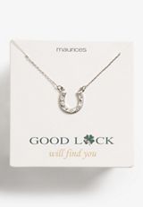 Horseshoe Pendant Necklace, SILVER, small