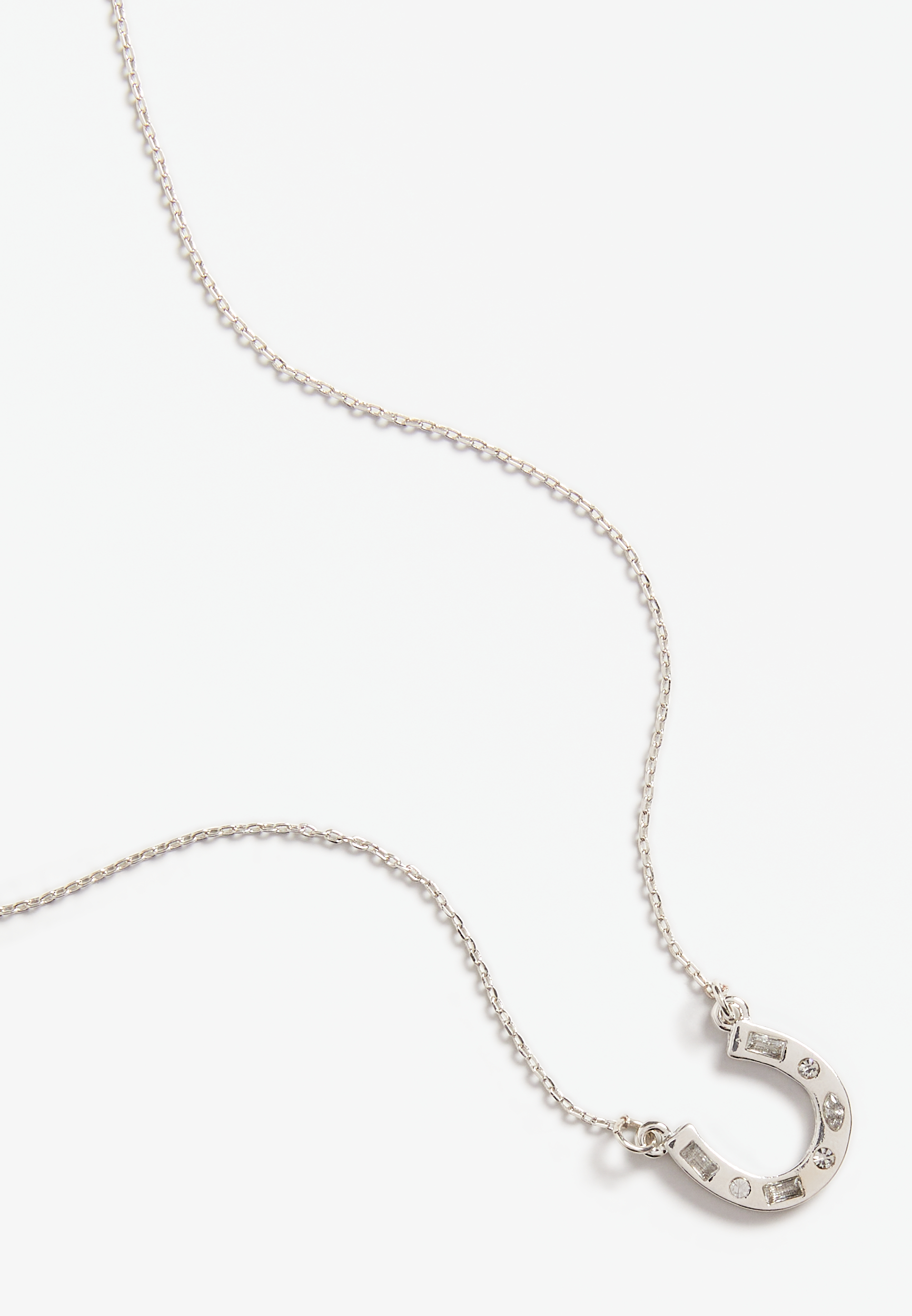 Horseshoe Pendant Necklace, SILVER, large