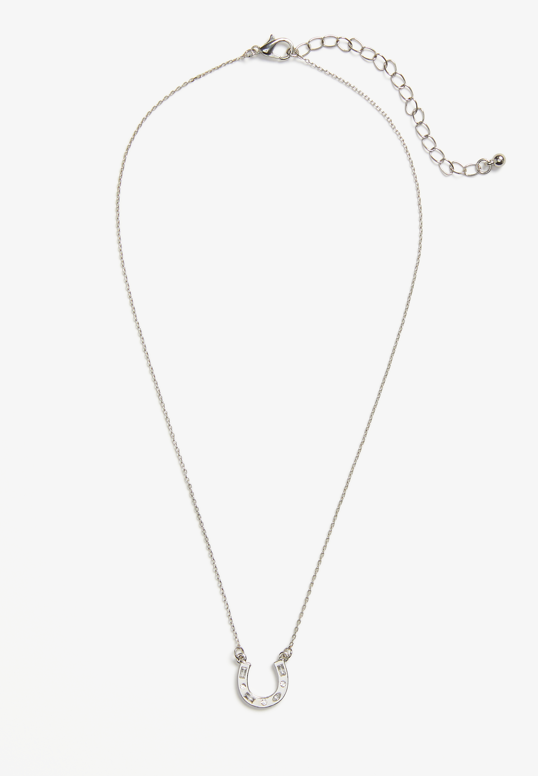 Horseshoe Pendant Necklace, SILVER, large