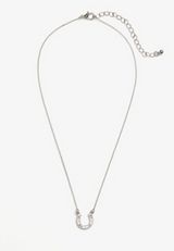 Horseshoe Pendant Necklace, SILVER, small