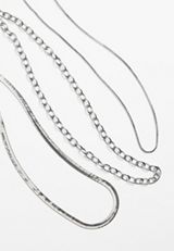 3 Pack Silver Chain Necklace Set, , small