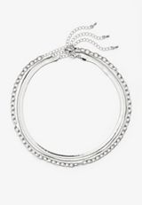 3 Pack Silver Chain Necklace Set, , small
