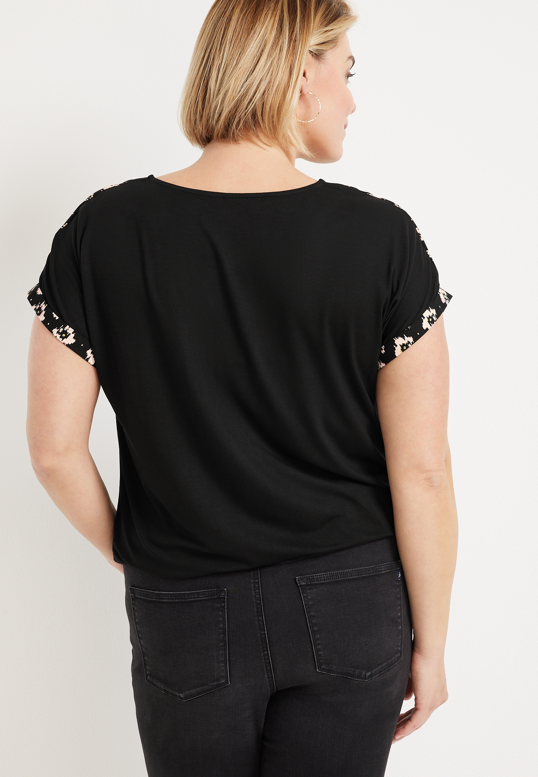 Plus Size Ikat Bubble Hem Blouse, , large