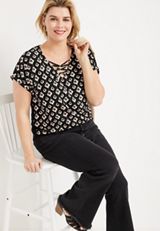 Plus Size Ikat Bubble Hem Blouse, , small