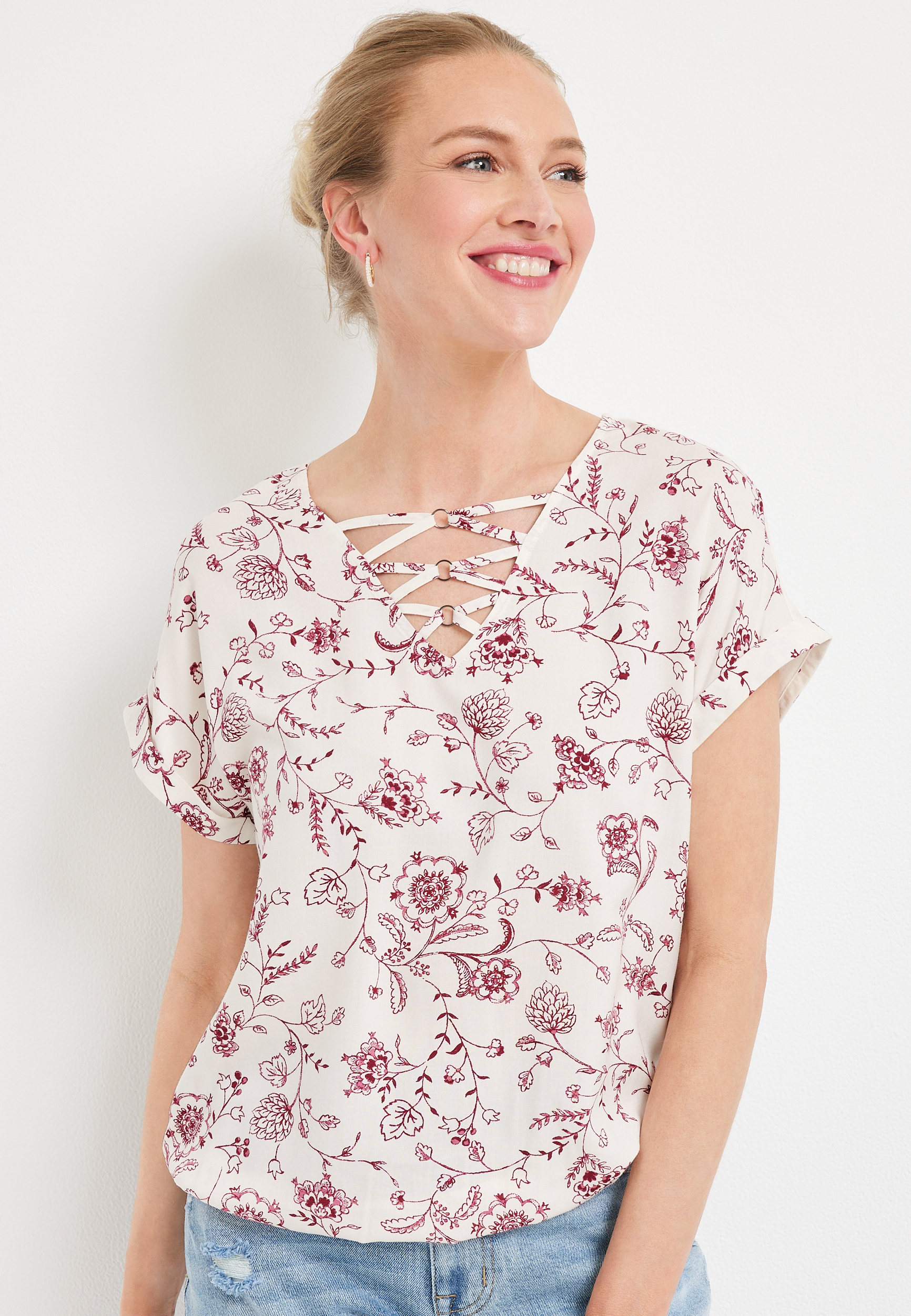 Floral Bubble Hem Blouse