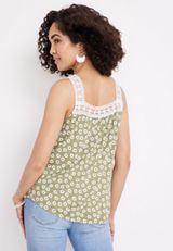 Floral Crochet Trim Tank Top, C1829, small