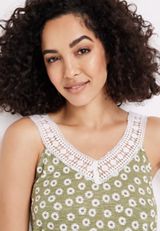 Floral Crochet Trim Tank Top, C1829, small