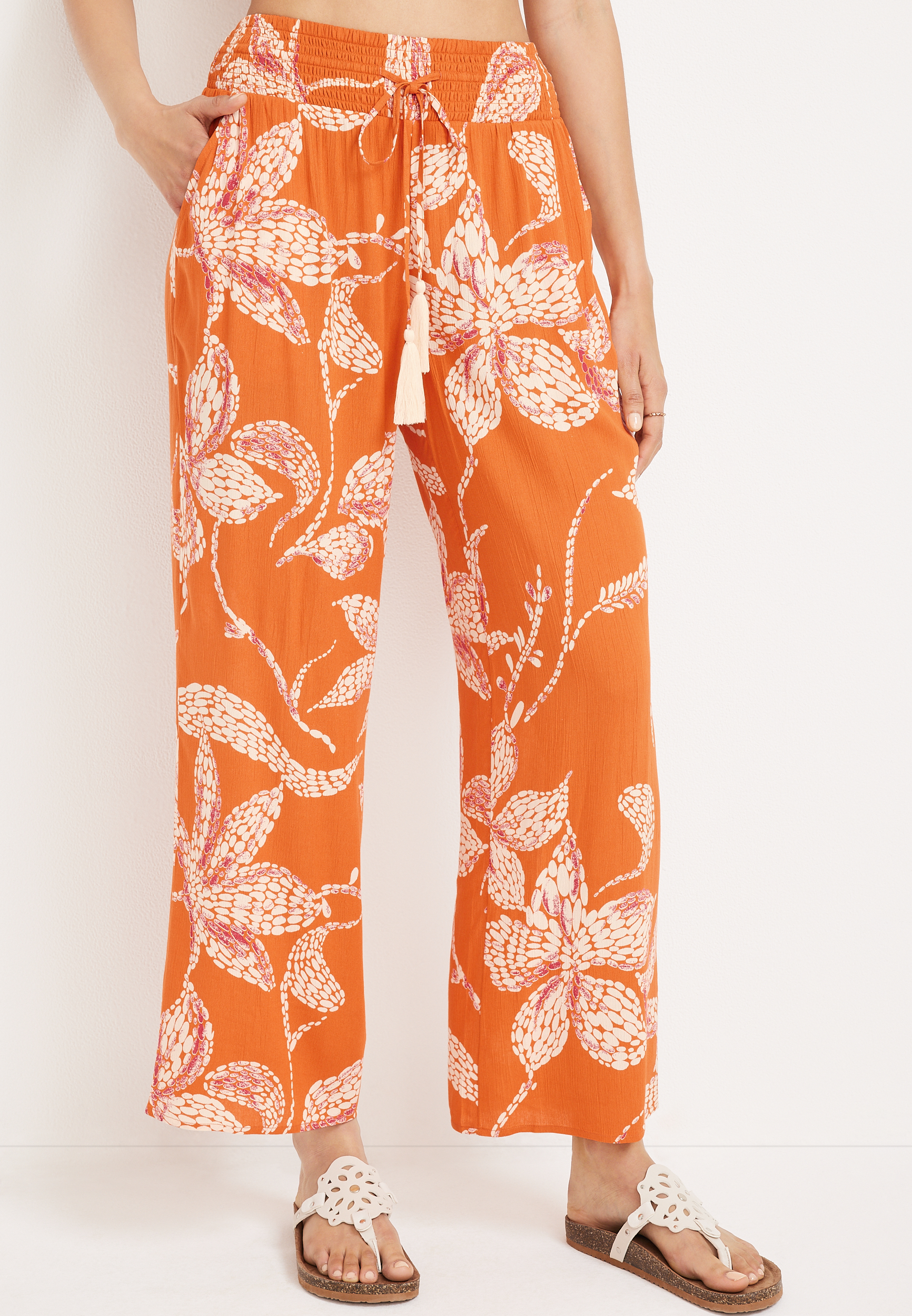 Floral Wide Leg High Rise Palazzo Pant