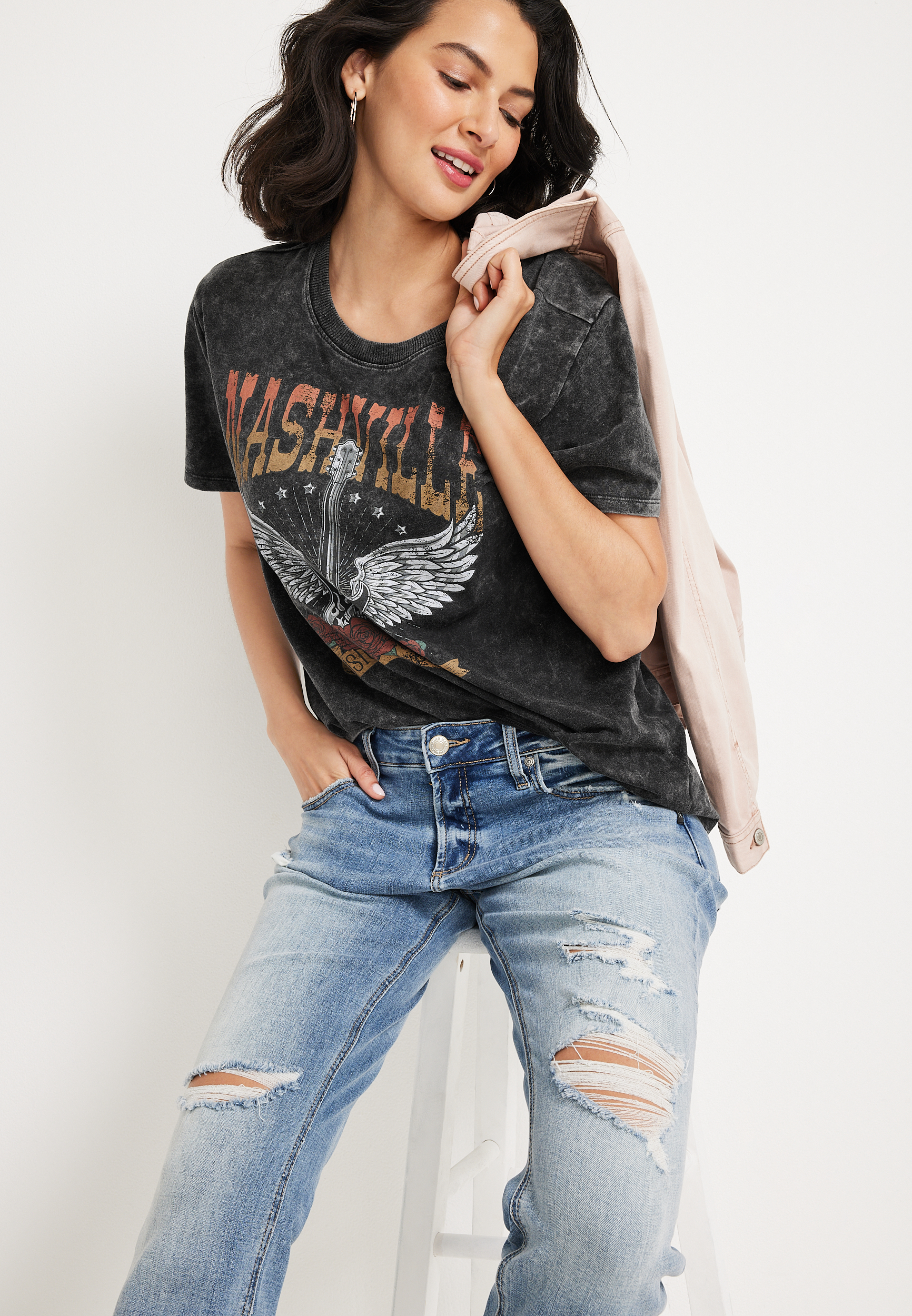 Nashville Boyfriend Graphic Tee, C106, large