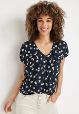 Floral Dolman Button Down Shirt, C1943, small