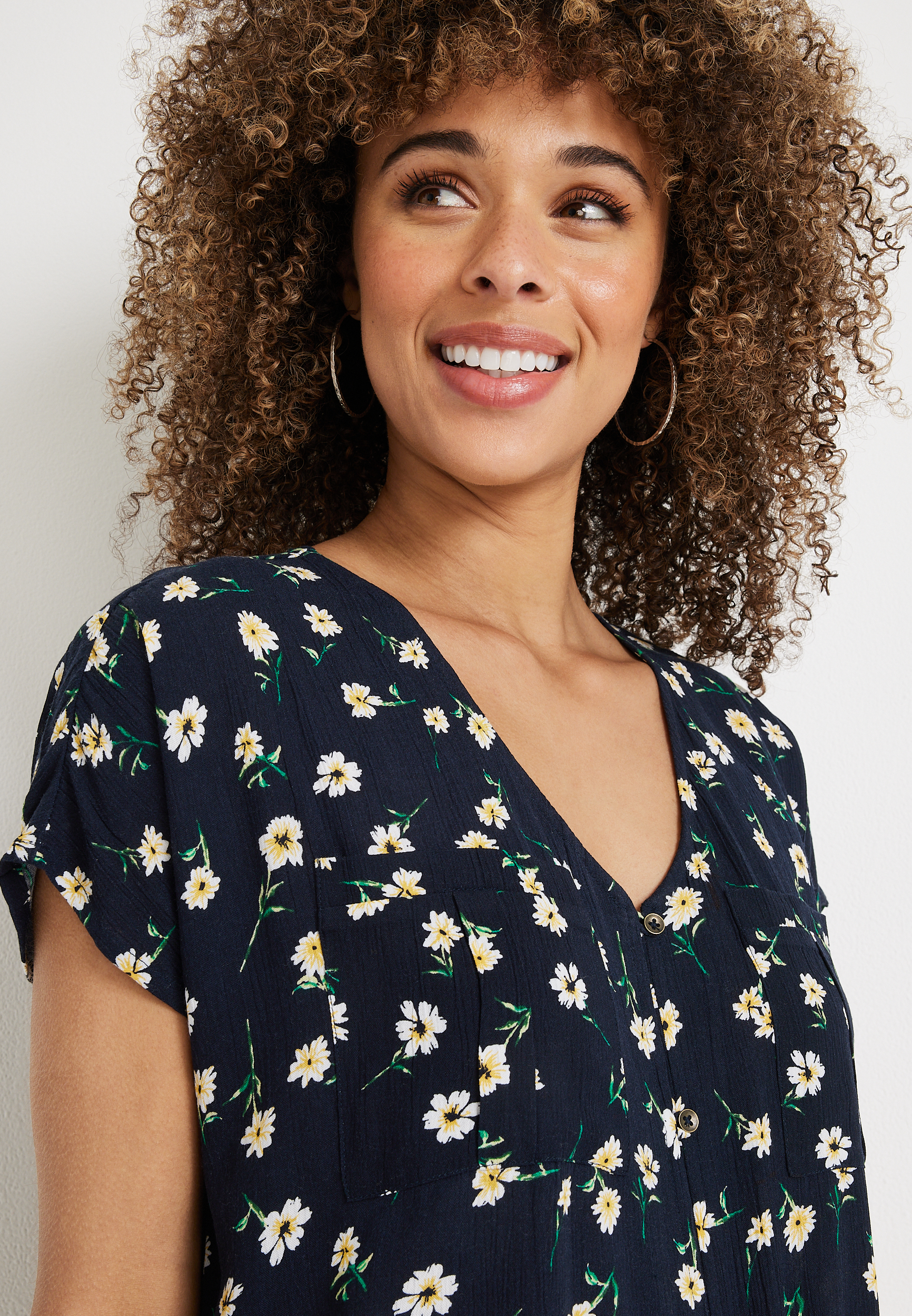 Floral Dolman Button Down Shirt, C1943, large