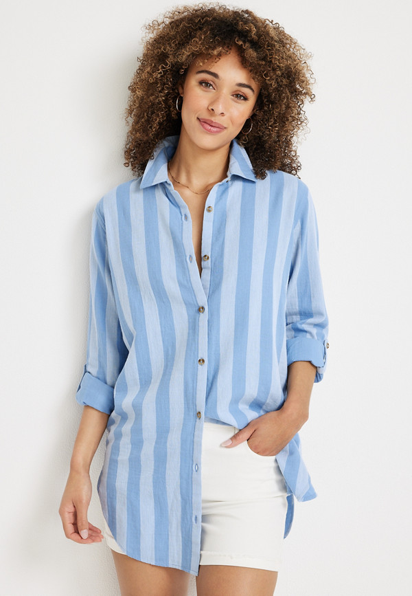 Striped Button Down Tunic | maurices