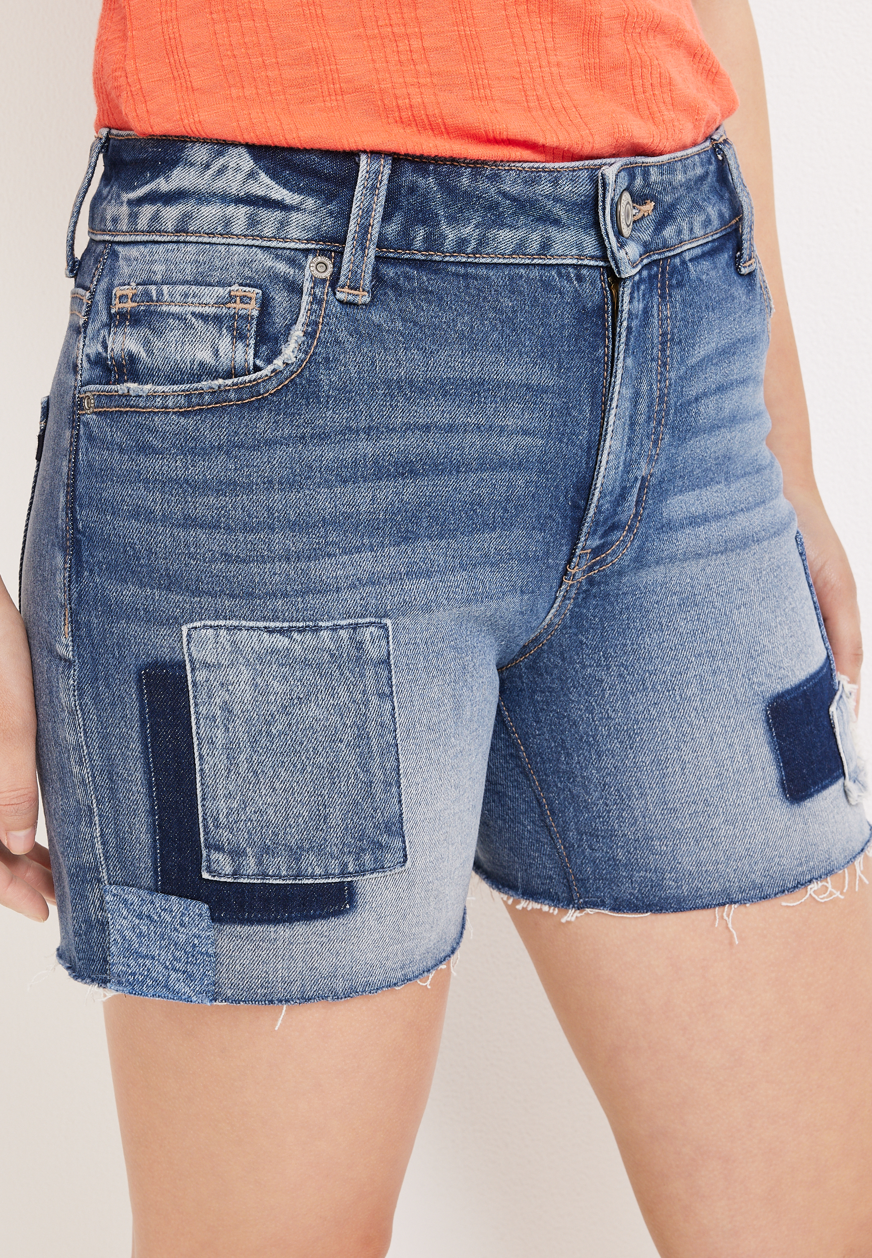 m jeans by maurices&trade; Patchwork Mid Rise 5in Short, MEDIUM SANDBLAST, large