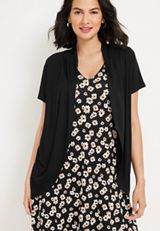 Cressa Short Sleeve Cardigan, BLACK, small