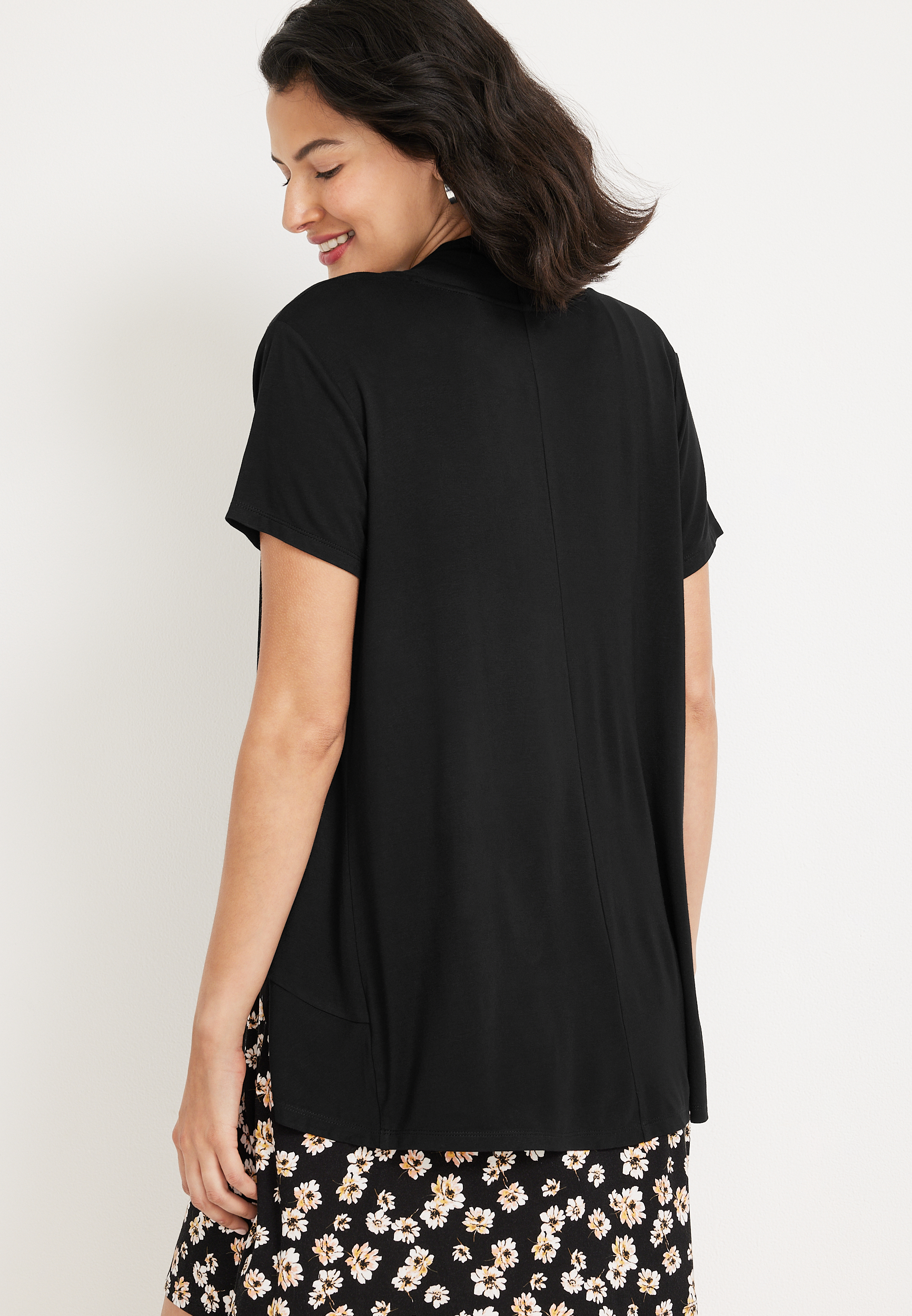 Cressa Short Sleeve Cardigan, BLACK, large