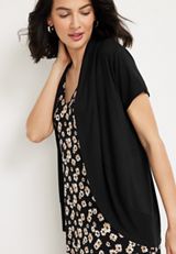 Cressa Short Sleeve Cardigan, BLACK, small