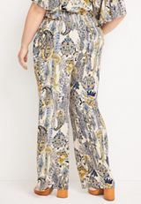 Plus Size High Rise Multi Print Wide Leg Pant, NAVY COMBO, small