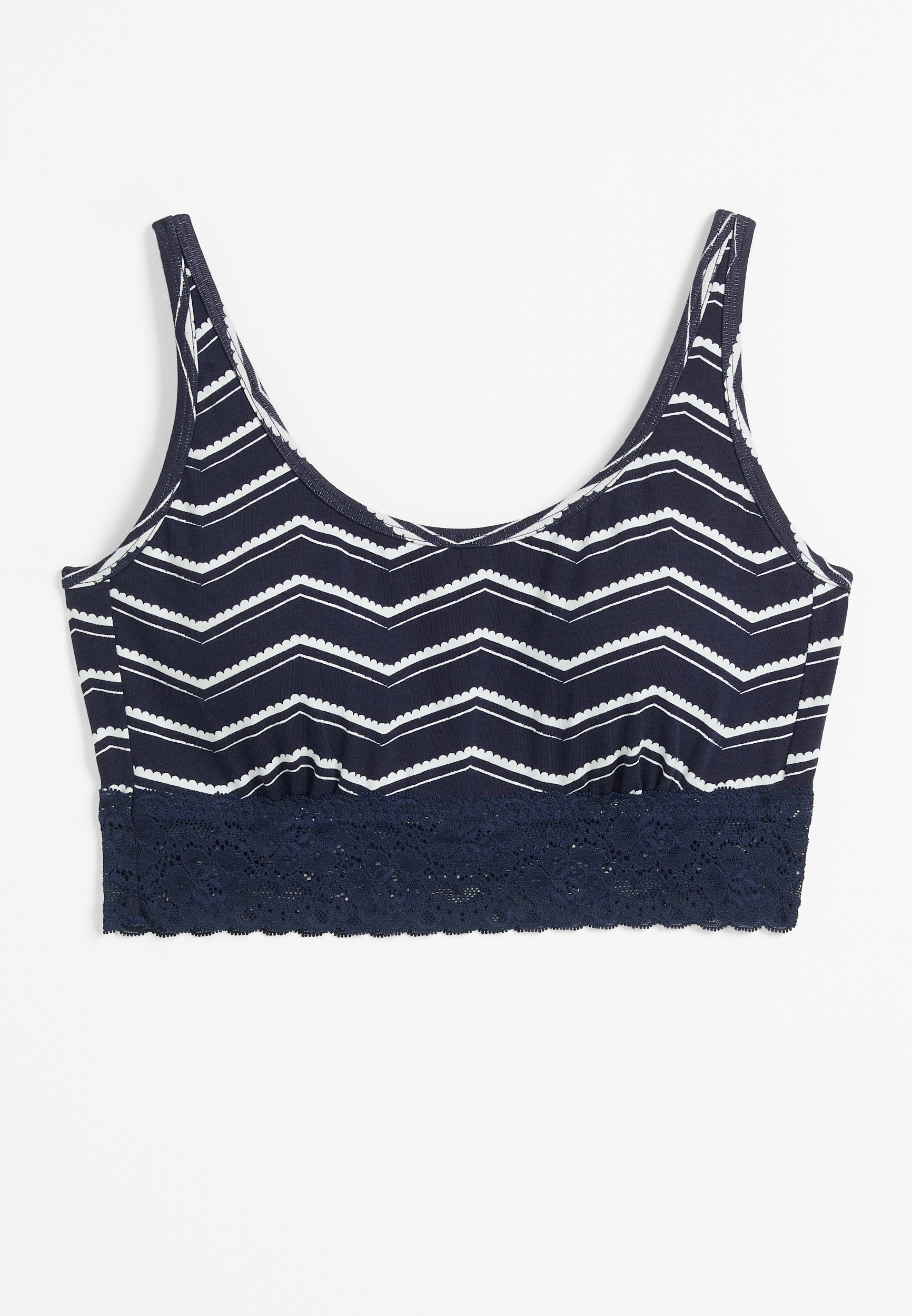 Simply Comfy Zig Zag Striped Cotton Bralette, BLUE JASMINE COMBO, large