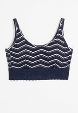 Simply Comfy Zig Zag Striped Cotton Bralette, BLUE JASMINE COMBO, small