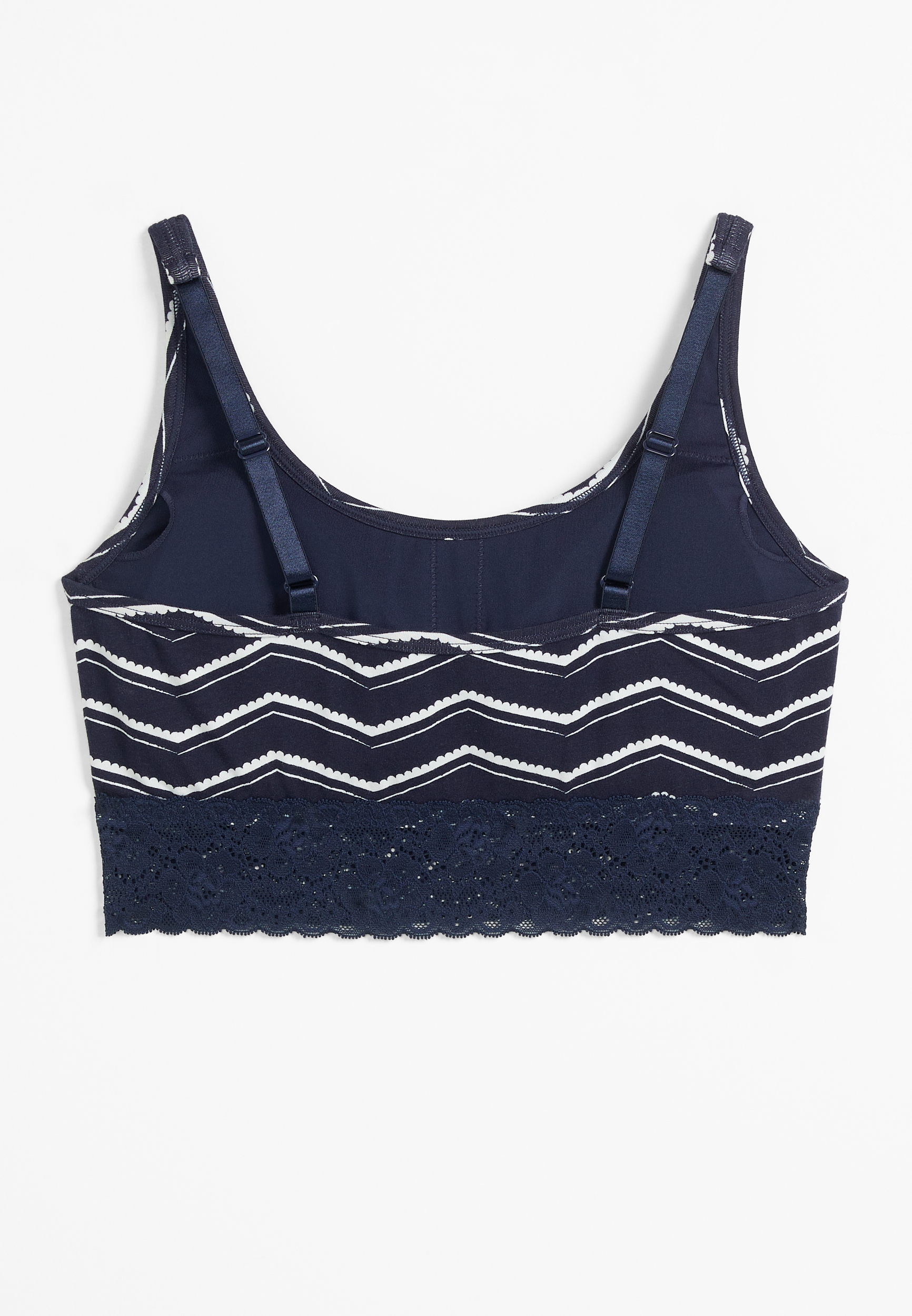 Simply Comfy Zig Zag Striped Cotton Bralette, BLUE JASMINE COMBO, large