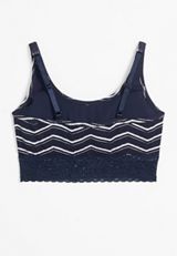 Simply Comfy Zig Zag Striped Cotton Bralette, BLUE JASMINE COMBO, small